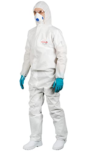 Oxychem Einweg-Overall mit Kapuze, Typ 5/6, atmungsaktiv, leicht, antistatisch, Anwendungen - Asbest, Malerei, Glasfaser, Staub, Abbruch-Arbeitsoverall, weiß, XL Cover