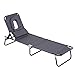 Outsunny Transat de Jardin Chaise Longue Pliante Bain de Soleil pour Lecture Gris