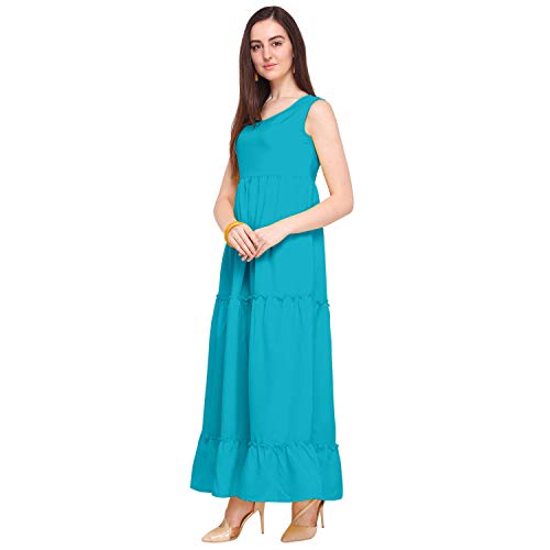 Image of OOMPH! Women's Maxi Western & Fusion Wear Pleated Crepe Dress