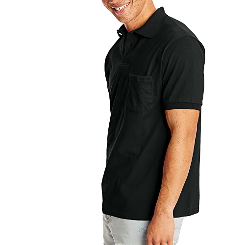 Hanes Men's EcoSmart Pocket Polo Shirt, Short Sleeve Polo, 2-Pack4