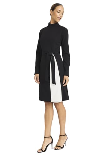 Maggy London Women's Sophisticated Mock Neck Long Sleeve A-line-Stretch Fabric Panel Detail-Special Occasion Cocktail Dress2