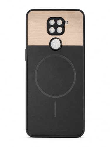 Image of Bintage Mac Safe Design Hard Slim Back Case | Soft Border Camera Protect | Dual PU Leather Finish Back Cover Compatible for MI Redmi Note 9 - White & Black