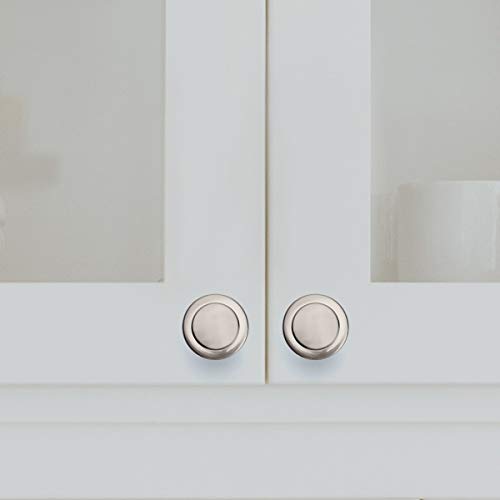 Furniware 10 Pack Cabinet Hardware Sturdy Knobs, Kitchen Door Cabinet Brushed Satin Nickel Modern Solid Knobs - 1-1/4\" (30mm) Diameter - Thumbnail 2