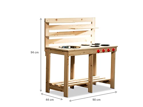 Coemo Kinder Matschküche für den Garten aus Holz Outdoor Spielzeug