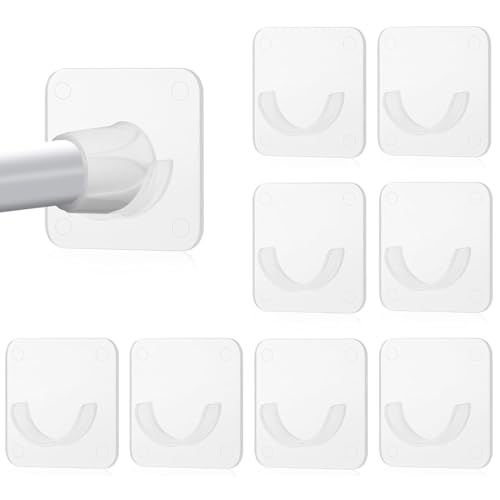 RAMGLYO 8 Supports Tringle Rideau Douche Auto-Adhésifs - Sans Perçage - Installation Facile - Montage Mural - Universels pour Barres de Douche -...