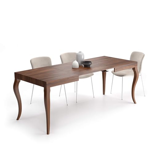 MOBILI FIVER, Mesa Extensible Classico, 120(200) x80 cm, Color Nogal, para 6-8 Personas, Mesa Extensible de Comedor, Mesa Cocina, Salon, Made In Italy