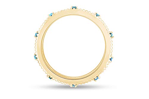 Stackable Ring for Women, 14K Gold Over 925 Sterling Silver with Round Cut Simulated Aquamarine, Dainty Band Ring Jewelry Gift for Her (Band width 3.5mm)4