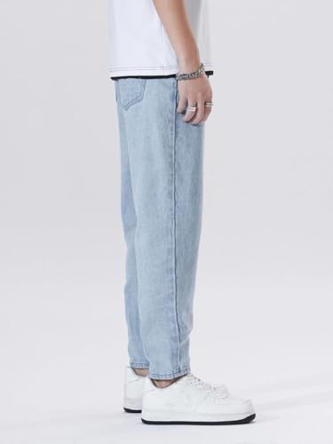 Image of Men's Slim Relaxed Fit Mid Rise Tapered Fit Non-Stretch Denim Jeans | Cotton Blend Casual 5 Pocket Denim Jeans for Men
