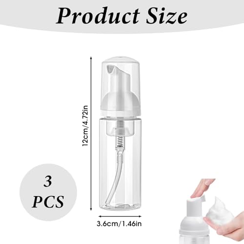 3 Stück Schaumspender,Reisegröße klar Leere Flasche,Schaumseifenspender Leere,50 ml Klar Schäumende Plastik Pumpflasche Schaum Pumpe Flasche,Nachfüllbar Container kleine,für Kosmeti,Reisen