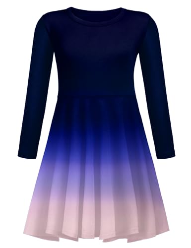 trudge Kleider Mädchen Langarm Baumwolle Freizeitkleid Kinder T Shirt Kleid Herbst Winter A-Linie Mädchen Rundhals Skaterkleider Basic Babymädchen...