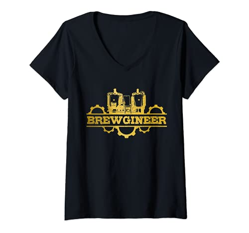 Mujer Cerveza Brewgineer Brewmaster Vintage Craft Beer Camiseta Cuello V