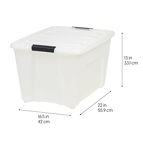 Image of IRIS USA 54 Quart Stackable Plastic Storage Bins with Lids and Latching Buckles, 6 Pack - Pearl, Containers with Lids and Latches, Durable Nestable Closet, Garage, Totes, Tubs Boxes Organizing