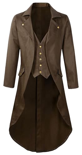 Manteau gothique hommes long costume victorien de prince et veste tuxedo vintage S-4XL