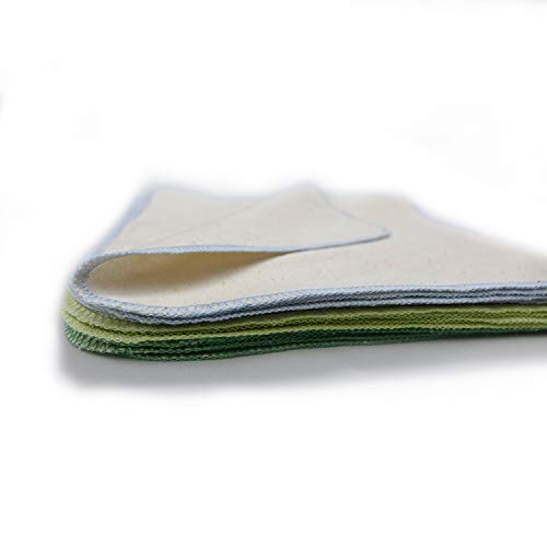 avo+cado Einlagige Flanellwaschlappen aus Bio-Baumwolle - 15 Stück - Mehrweg Baby Waschlappen als Ersatz für Feuchttücher - Kleine waschbare mini Baumwolltücher (Farbe: Grün)