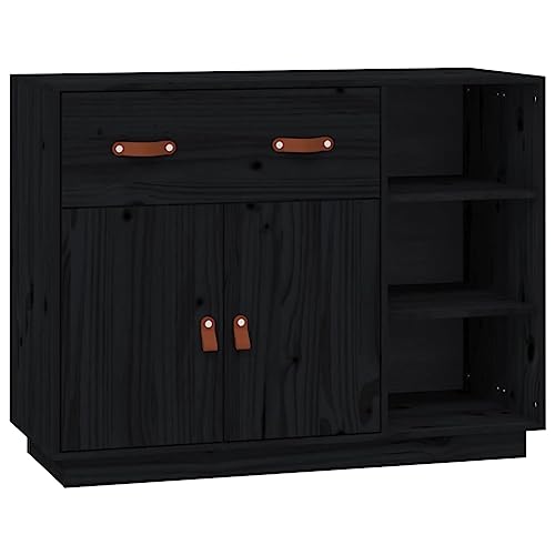 Annlera Armario de almacenamiento de madera, aparador, mesa de teléfono, práctica mesa de consola, armario moderno, mueble para salón, estilo minimalista, color negro, 98,5 x 40 x 75 cm