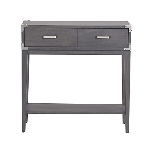 Image of Leick Home 24032 Beckett One Drawer Hall Stand with Shelf for Living Room, Hallway, Entryway, Anthracite /Pewter