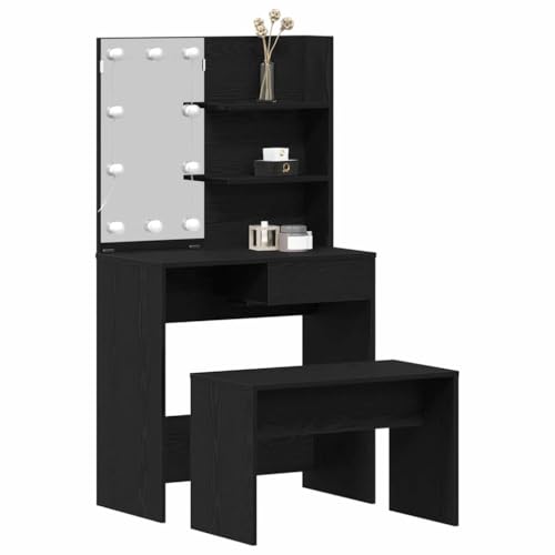 Tocador LED roble negro para ordenar dormitorios pequeños sin perder estilo 4