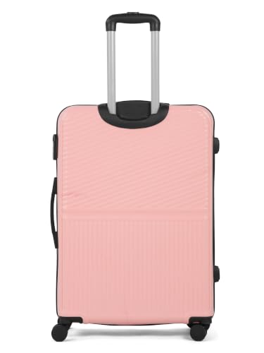 Image of Teakwood Set of 3 8 Wheels Trolley Bag, Hard Cabin with Zipper Closure, Adjustable Push Button & Cross Side Strap, Number Lock System 360 Degree (Set of 3, Rose)