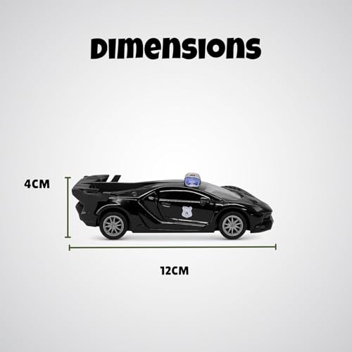 Image of Amisha Gift Gallery Diecast Police Toy Car for Kids | 1:36 Scale Model, Metal, Pull Back, Sports Car, Boys