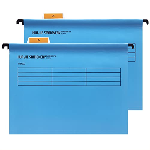 Große Größe Foolscap Hängemappen mit Tabs und Karteneinlagen,12 Stück,40cm Aufhängestange Passend für Papier 36cm x 24cm, Polypropylen Hängetasche für Aktenschränke,Blau Cover