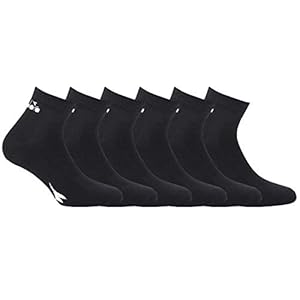 Diadora Chaussettes Sportswear Homme N’irrite Pas, Socquettes Homme, Soft Touch, Ajustement Parfait (Lot de 6), Noir, 43-46