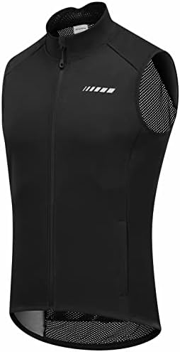 qualidyne Men's Cycling Vest Full Zip Sleeveless Bike Biking Windproof vests Reflective Running Packable Bicycle Windbreaker