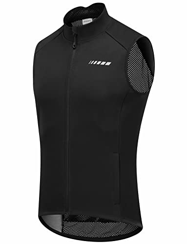 qualidyne Herren Ärmellose Fahrradweste Winddicht Fahrradtrikot Leicht Reflektierend Packbar Laufen, Schwarz, XX-Large Cover