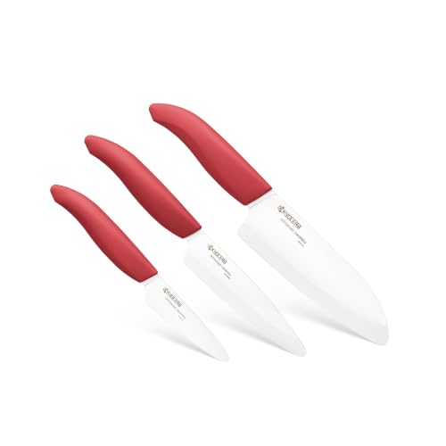 Kyocera FK-3PC-BKBK Ceramic Advanced Knife Set, 5.5" 4.5" 3", Black Handle With Black Blade Blade Sizes: 5.5", 4.5", 3" 610446-FK-3PC-WHRD