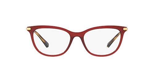 Ralph by Ralph Lauren Women's RA7098 Cat Eye Prescription Eyewear Frames, Shiny Transparent Red/Demo Lens, 52 mm