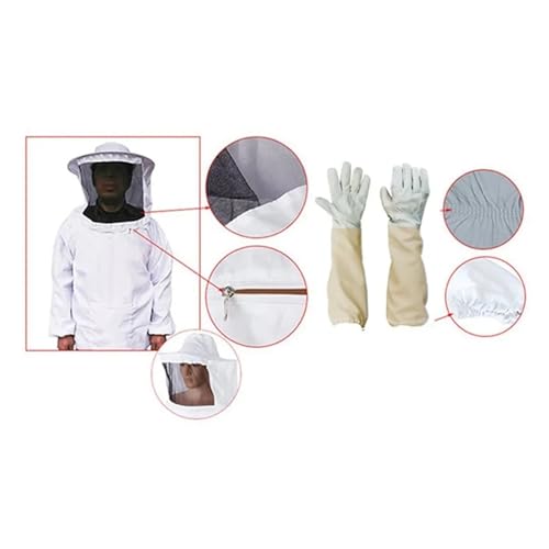 Ropa de apicultura tipo media chaqueta con capucha para manejo de colmenas 5