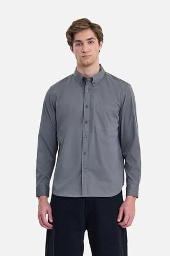 Image of SNITCH Men Casual Shirt | Regular Fit Long Sleeve Button-Down Collar Textured Style | Durable Polyester Twill & Single Patch Pocket for Work