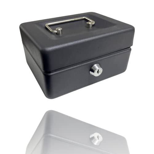 Requisite Needs Metall-Spardose, 15,2 cm, Stahl, für Bargeld, Pfand, mit Schloss, 2 Schlüssel für Sicherheit (schwarz)