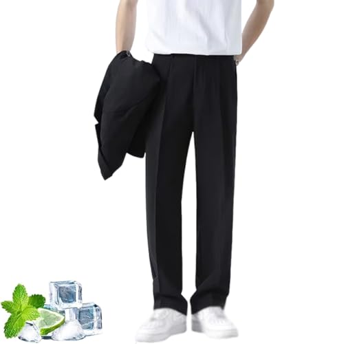 Morilas Mens Pants, Dualego EaseMotions Super Stretch Ice Silk Comfort Everyday Pants, Fleurosta Denimblack Slim Fit Trousers