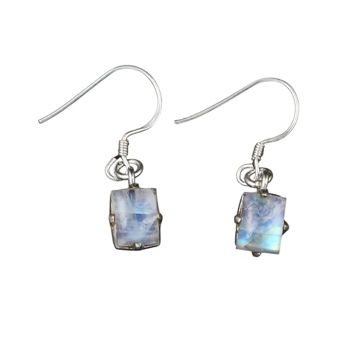 Boucles d'oreilles pierre de lune blanche argent 925 griffes