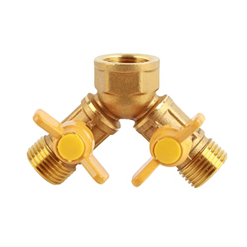 Qiilu G1 / 2 2分岐蛇口 分岐止水栓 分岐ソケット 分岐蛇口継手 Y型継手 配管継手 真鍮 散水パーツ 水道 家庭用 工業用 散水コネクタ