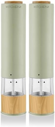 Living+ Electric Salt and Pepper Grinder Set – Automatic Battery Salt & Pepper Mills with Adjustable Grind, Built-In Light, Sleek Matte + Wood Trim Design, Easy Refill, Durable Ceramic Spice Grinder image 4