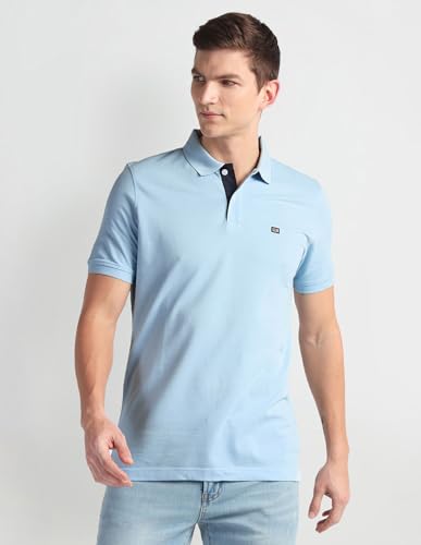Image of Arrow Men's Solid Half Sleeve Regular Fit Cotton Polo T-Shirt
