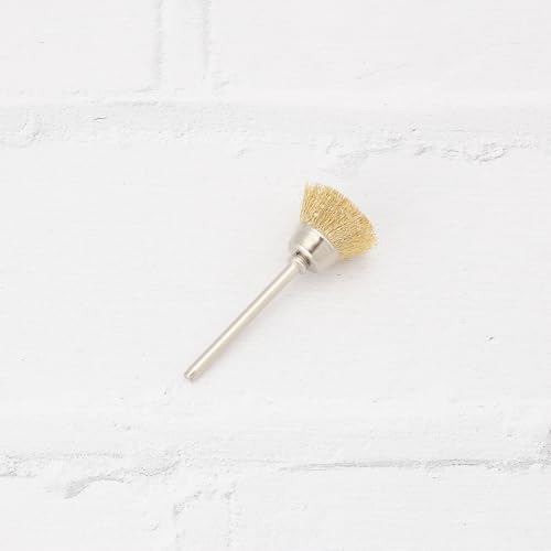 Image of ECSiNG 10pcs Brass Wire Brush 3mm Shank Mini Brush Rotary Tool Brass Wire Brush for Metal Wood Stone Surface Cleaning Rust Removal Polishing Deburring