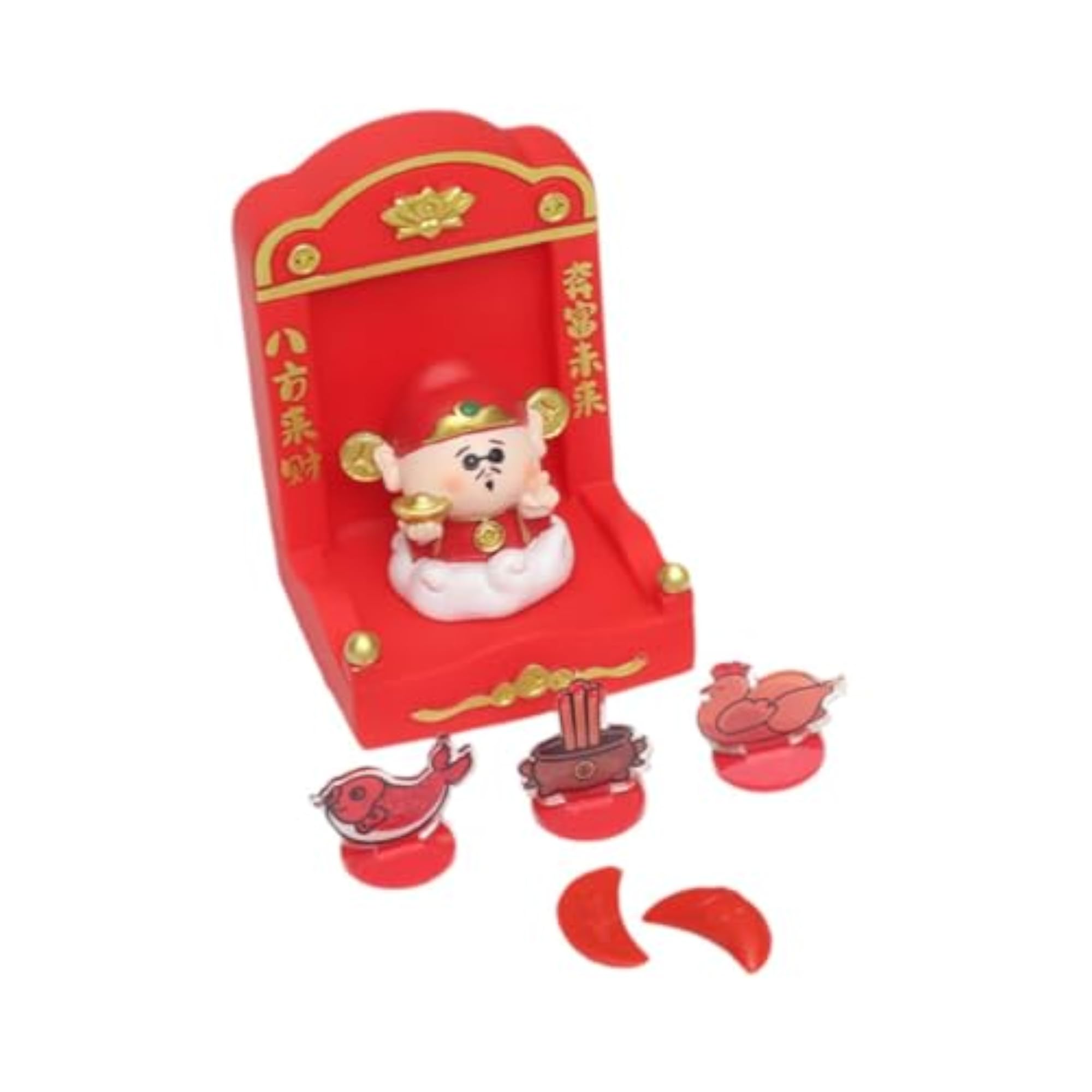 Chinese Deity Statue with Tribute Set for Home Décor