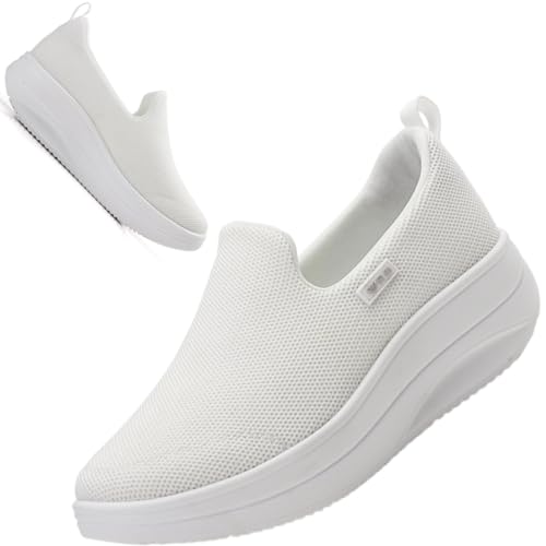Image of Walking Shoes for Women Slip On Nurse Slip Resistant Work Sock Sneakers Food Service Platform Comfortable Weight Light
