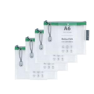 Grafoplás 4 Reißverschlusstaschen A6 Transparent Grün