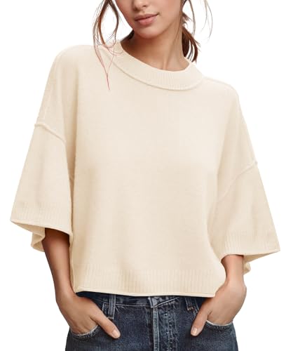 ZDC Women's Oversized Sweater Summer 3/4 Sleeve Casual