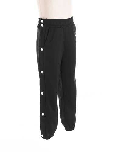 Kids Boys Breathable Harem Pants Side Split Button Sport Basketball Sweatpants Elastic Waistband Trousers3