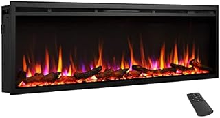 FLAMME 60"/152cm Castello Slim Frame Recessed Media Wall Inset Electric Fireplace with Multi Flame Colours 750W/1500W