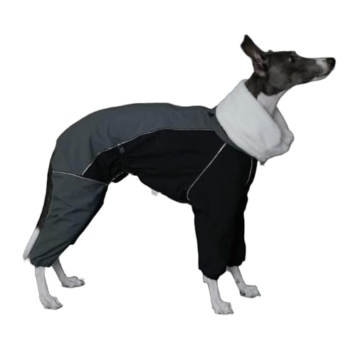 IUOUTG 冬用犬用暖かいコート 大型犬用 全身フリース犬コート ジャケット グレイハウンド用 タートルネック 防水 四本足犬用 冬服 ウィペット犬用