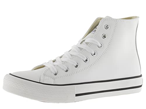 Bottine Victoria Tribu blanche en effet cuir à lacets 1065175 pour style urbain quotidien