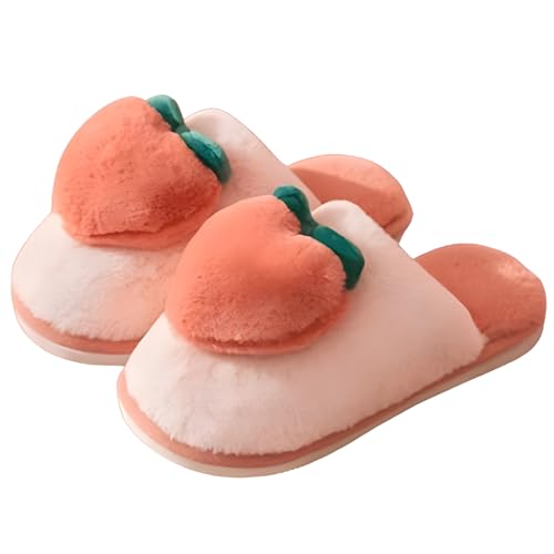 Fuzzy Slipper Winter Fluffy Slippers Peach Cute Slippers For Women Comfortable Warm House Shoes Slippers