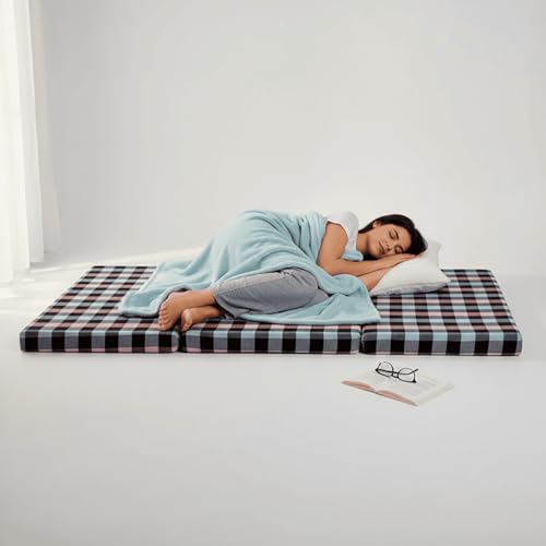 Image of PSR Folding Mattress, Foldable, Lightweight, Travel, Outdoor Camping, Cotton, Portable Mattress, Floor Sleeping Mat for Sleeping Epe Foam Slim Mattress for Single Bed (72 inchX36 inchX2 inch) (1)