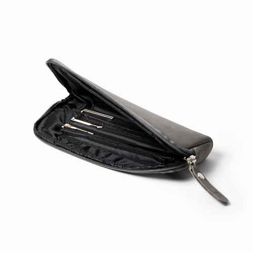 Image of Bellblock Premium Stationery Case & Pencil Pouch | Aesthetic Pencil Case for School /Office | Sleek Portable Pen Organizer | Compact Pen Pouch | Vegan Leather (Grey)