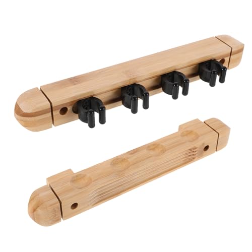 Abaodam 1 Set Wall Mount Billiard Rack 4 Holes Wood Pool Stick Holder Pool Table Rods Organizer Roman Style Billiards Accessories for Home Club